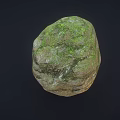 Natural Stone Material with Green Moss Covered Rough Textured Surface 3d model