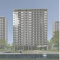 Modern High Rise Residential Building With Glass Windows And Balconies