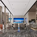 Modern Elegant Property Sales Office Lobby With Real Estate Sand Table And Marble Reception Desk