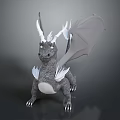 Game Movie Character Dragon With Gray Body White Horns White Wings And Sharp Claws