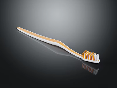 Sleek Modern Toothbrush With Yellow And White Handle And Soft Bristles Design 3d model