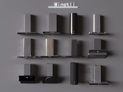 Minotii Kitchen Appliances Collection Featuring Stylish Modern Range Hoods In Various Designs 3d model