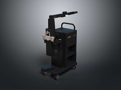 Game Movie Character Black Wheeled Medical Equipment Featuring Mechanical Arm And Drawers 3d model