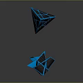 Commercial Equipment Geometric Shapes With Blue Frames And Black Carbon Fiber Texture Structured Design