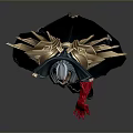 Mythical Warrior Character With White Hair Green Cape Red Accent And Metallic Armor Details