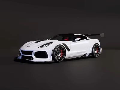 White Sports Car With Sleek Exterior Design Alloy Wheels And Rear Spoiler 3d model