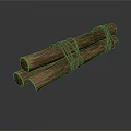 Bundled Natural Wooden Logs Tied With Thick Rope Stacked Together