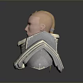 Male Portrait in Silver and Gold Armor with Detailed Shoulder Plates
