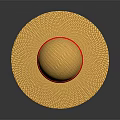 Yellow Woven Straw Hat With Red Band Classic Style For Summer Fashion Accessory
