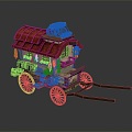 Retro carriage ancient rack car vending car rickbait rack car 3d model