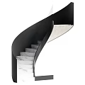 Modern Spiral Staircase Design With Black Structure And White Marble Steps 3d model