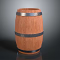 Rustic Wooden Barrel With Natural Wood Texture And Black Metal Hoops