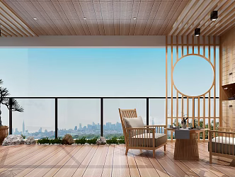New Chinese Balcony Home Balcony 3d model