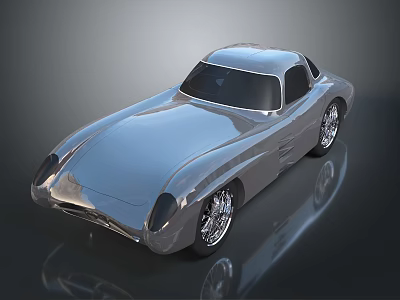 Sleek Silver Vintage Sports Car With Shiny Exterior And Classic Design Features 3d model