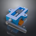 Industrial Blue Mechanical Device With Metal Base Spring And Control Knob