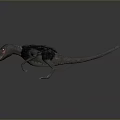 Fierce Fantasy Creature With Grey Skin Black Fur Yellow Eyes And Long Tail Crawling