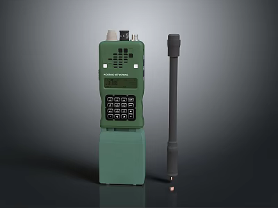 Green Handheld Electronic Device With Display Screen Keypad And External Antenna 3d model