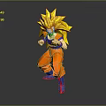 Collectible Anime Character Figure With Golden Hair Orange Outfit And Fighting Pose