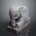Traditional Stone Elephant Sculpture With Intricate Carved Patterns And Handcrafted Base