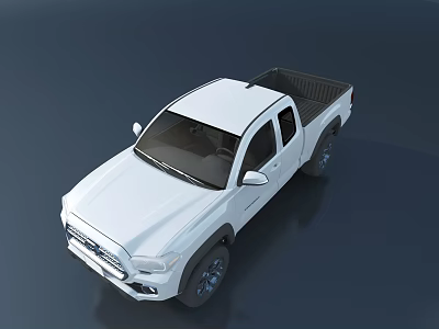 White Pickup Truck Exterior Design With Cab Bed And Black Wheels 3d model