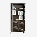 Dark Brown Display Shelf Unit With Multiple Tiers Drawers Decorative Vases Books And Photo Frames