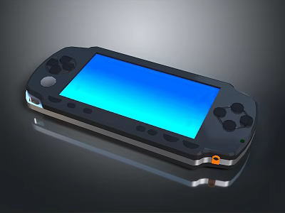 Black Handheld Game Console Electronic Device With Blue Screen And Control Buttons 3d model