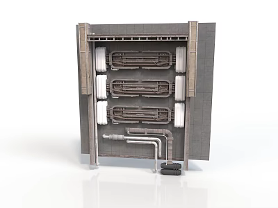 Industrial Metal Structure With Multiple Layers Pipes And Frame Supports 3d model