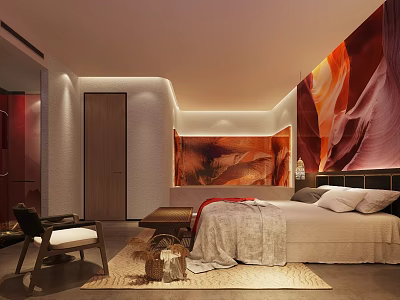 Luxurious SPA Sauna Room With Art Wall And Comfortable Bed 3d model