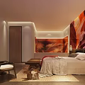 Luxurious SPA Sauna Room With Art Wall And Comfortable Bed