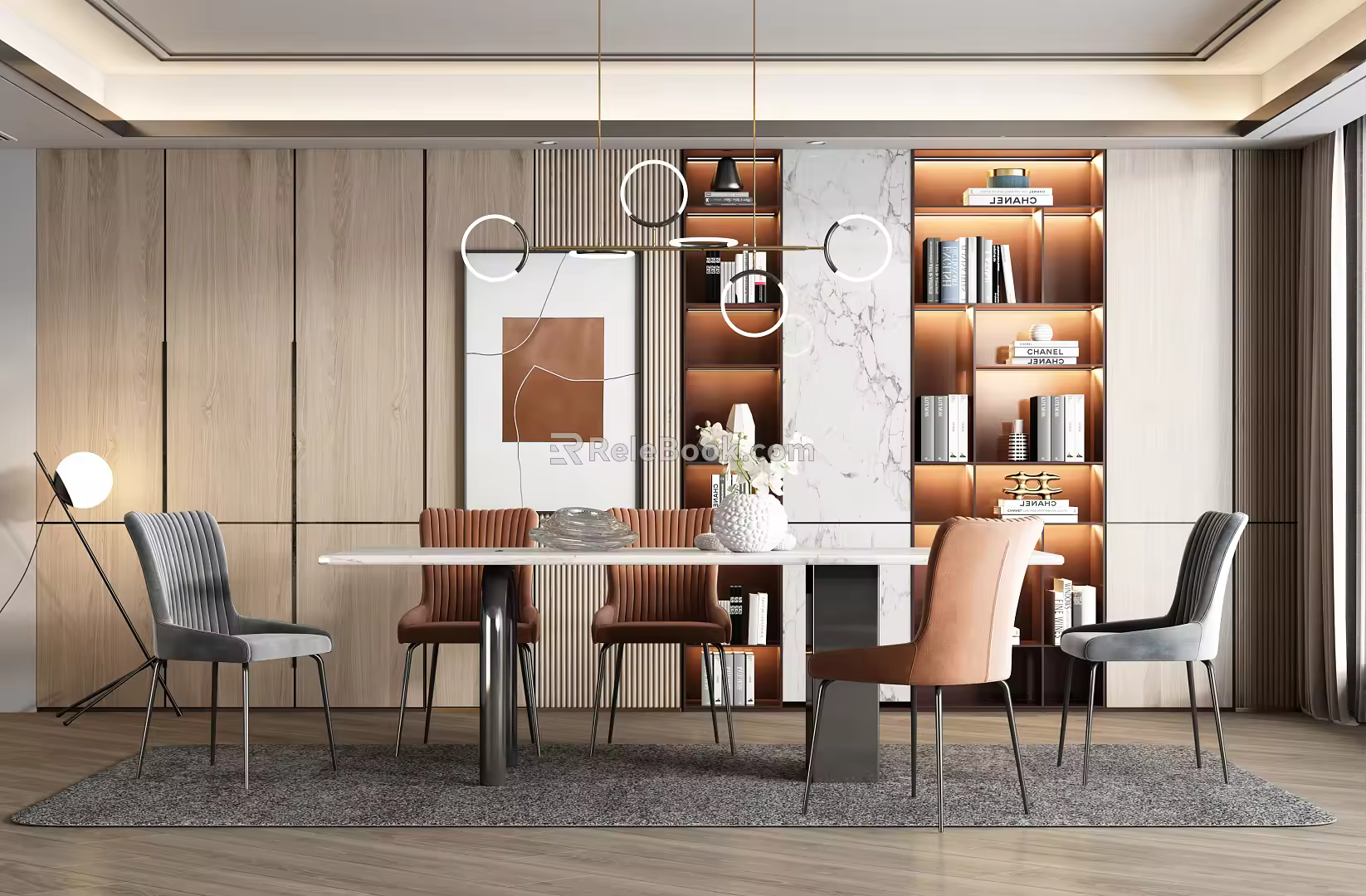 Light Luxury Restaurant Dining Table and Chair Combination 3d model