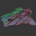 Sci Fi Gray Spaceship Model With Wings Engines And Cockpit Details 3d model