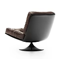 Brown Velvet Upholstered Accent Chair With Button Tufted Back And Round Black Base
