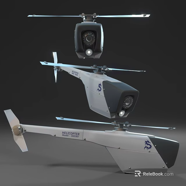 Intelligent Blue Thunder Helicopter Drone With Rotors Cameras And Advanced Design 3d model 