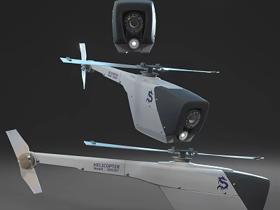 Intelligent Blue Thunder Helicopter Drone With Rotors Cameras And Advanced Design 3d model