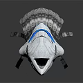 Fantasy Mythical Creature Character With Wolf Like Head Horns Cloak And Slender Legs