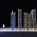 Dazzling Light Effects On Vibrant Gate Arches With Geometric Structure Design 3d model