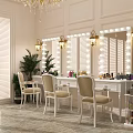 Luxurious Closet Interior Design With Mirrored Vanity Chandelier Chairs And Potted Plants