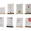 Various Design Trophies and Awards with Wooden Bases and Glass Plaques