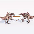 Game Movie Character Two Fierce Dragon Like Creatures Confronting With Spiked Backs And Long Tongues