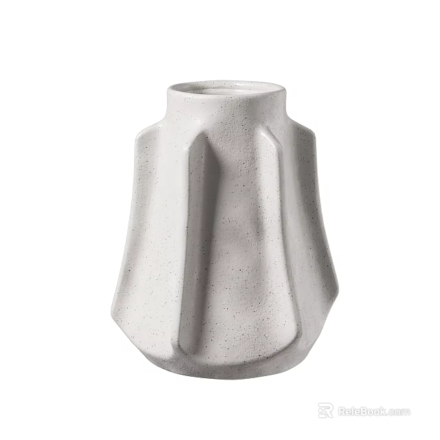 White Speckled Ceramic Vase With Geometric Angular Design For Modern Minimalist Decor 3d model