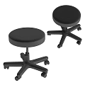 Black Round Stools With Wheels Padded Seat Adjustable Base For Medical Office Use