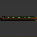 Colorful Water Transport Boats With Red Green Hulls And Flame Design Features
