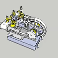 Industrial Equipment Featuring Yellow Valves Pipes And Silver Mechanical Body Structure