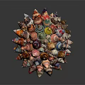 Colorful Handcrafted Seashell Assembled Spherical Sculpture Artwork With Diverse Shell Shapes