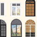 French curved window combination floor-to-ceiling window round window casement window aluminum alloy window 3d model