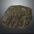 Natural Rock With Rough Textured Surface And Mossy Vegetation Cover