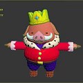 Animated Pig Game Character Wearing Red Coat With White Beard Yellow Crown And Purple Pants