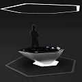 Futuristic Console Scene With Standing Human Silhouette And Illuminated Ceiling Structure 3d model