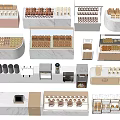 Bar Counter Cashier Counter Service Desk Shelf Display Rack Dessert Shop Bar Counter Equipment Cake Rack 3d model