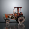 Vintage Rustic Tractor With Orange Green Body And Large Wheels Design